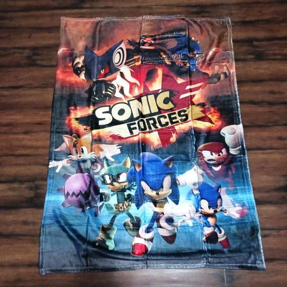 Sonic Forces Fleece Throw Blanket 50x40 Sonic Tails Knuckles Sega Gaming Decor